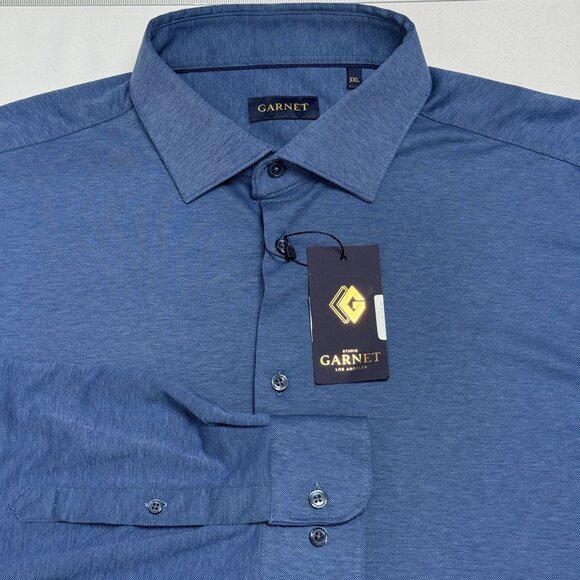 Garnet Other - Garnet Mens 3XL Oxford Blue Long Sleeve Button Up Casual Dress Shirt NWT $65